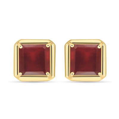 BUY GLASS FILLED RUBY GEMSTONE SINGLE STONE EARRING IN14K GOLD 